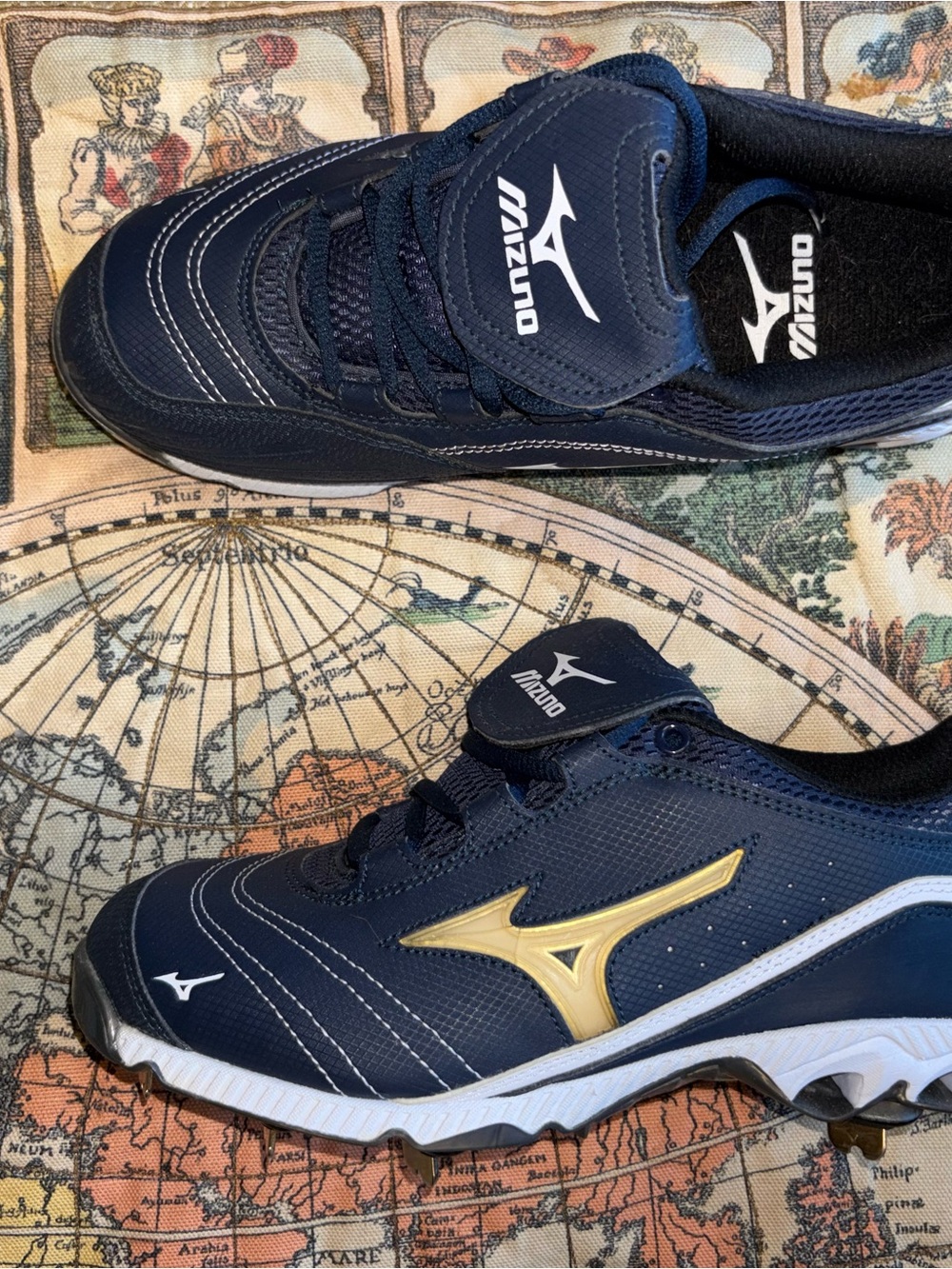 Mizuno Navy and Gold Athletic Cleats